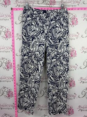Perfect crop pant swirls Women's Navy & White Printed Pull-On Pants